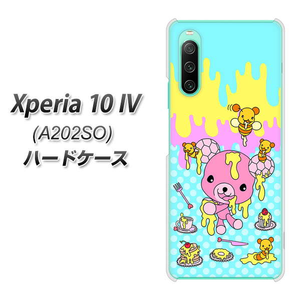 Xperia 10 IV A202SO SoftBank 高画質仕上げ 背面印刷 ハードケース【AG821 ハニベア(水玉水色)】