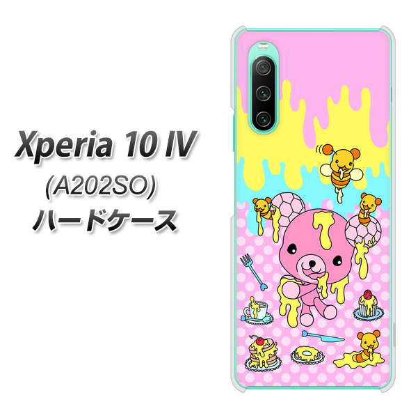 Xperia 10 IV A202SO SoftBank 高画質仕上げ 背面印刷 ハードケース【AG822 ハニベア(水玉ピンク)】