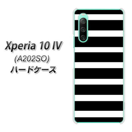 Xperia 10 IV A202SO SoftBank 高画質仕上げ 背面印刷 ハードケース【EK879 ボーダーブラック(L)】