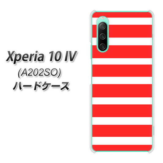 Xperia 10 IV A202SO SoftBank 高画質仕上げ 背面印刷 ハードケース【EK881 ボーダーレッド】
