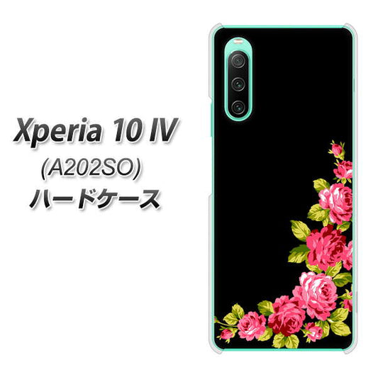 Xperia 10 IV A202SO SoftBank 高画質仕上げ 背面印刷 ハードケース【VA826 バラのフレーム(黒)】