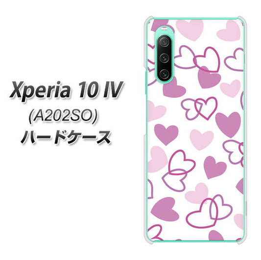 Xperia 10 IV A202SO SoftBank 高画質仕上げ 背面印刷 ハードケース【VA928 ハートがいっぱい パープル】