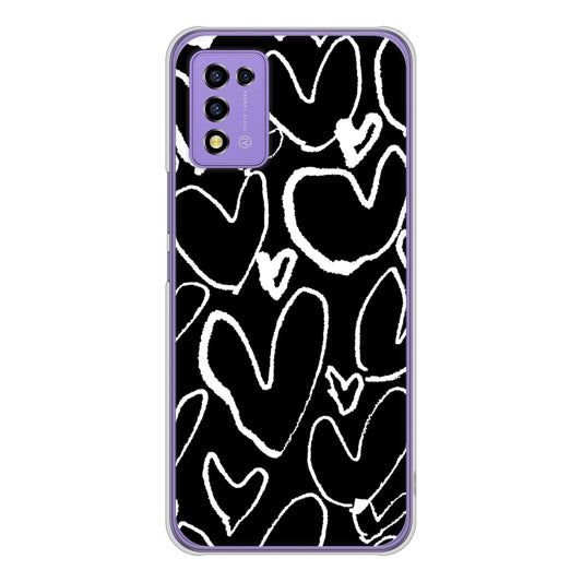 Libero 5G III A202ZT Y!mobile 高画質仕上げ 背面印刷 ハードケース 【1124 ハート BK&WH】