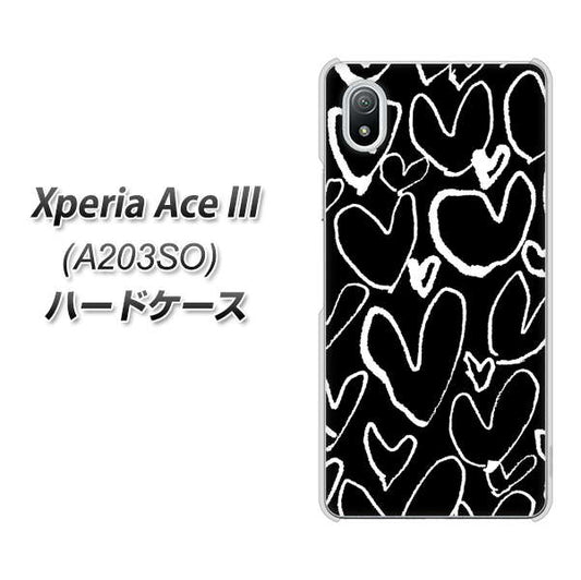 Xperia Ace III A203SO Y!mobile 高画質仕上げ 背面印刷 ハードケース【1124 ハート BK&WH】