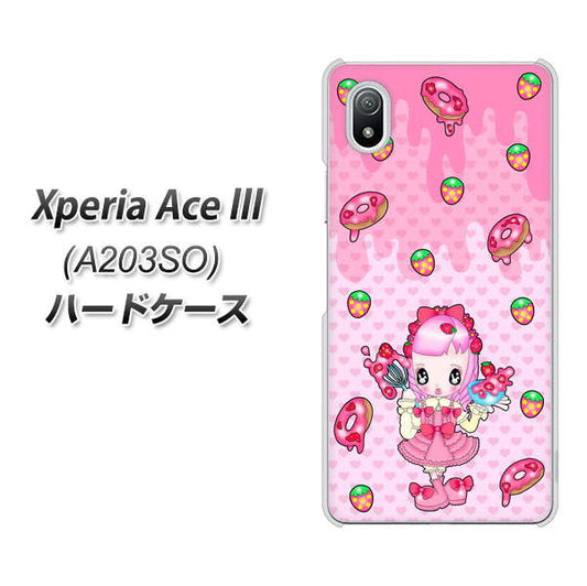 Xperia Ace III A203SO Y!mobile 高画質仕上げ 背面印刷 ハードケース【AG816 ストロベリードーナツ(水玉ピンク)】