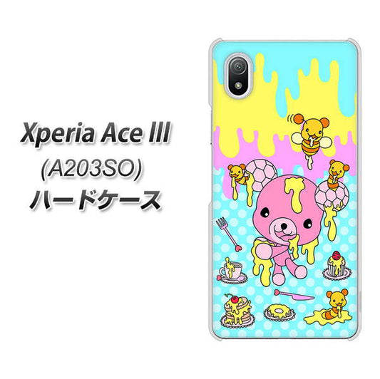 Xperia Ace III A203SO Y!mobile 高画質仕上げ 背面印刷 ハードケース【AG821 ハニベア(水玉水色)】
