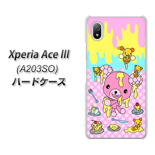 Xperia Ace III A203SO Y!mobile 高画質仕上げ 背面印刷 ハードケース【AG822 ハニベア(水玉ピンク)】
