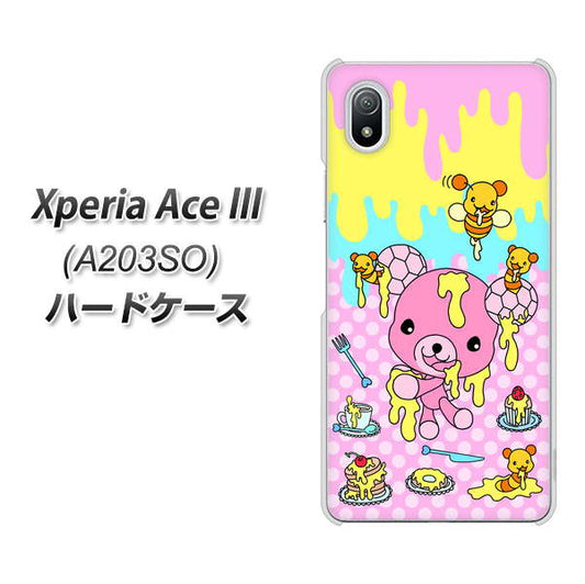 Xperia Ace III A203SO Y!mobile 高画質仕上げ 背面印刷 ハードケース【AG822 ハニベア（水玉ピンク）】