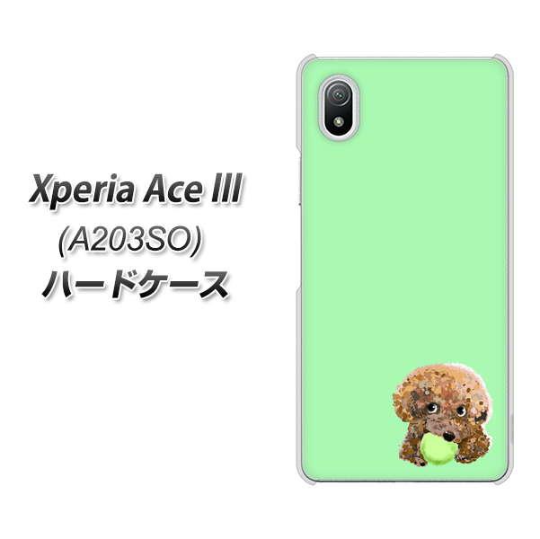 Xperia Ace III A203SO Y!mobile 高画質仕上げ 背面印刷 ハードケース【YJ055 トイプードル&ボール(グリーン)】