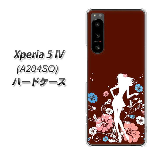 Xperia 5 IV A204SO SoftBank 高画質仕上げ 背面印刷 ハードケース【110 ハイビスカスと少女】
