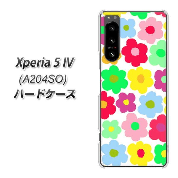 Xperia 5 IV A204SO SoftBank 高画質仕上げ 背面印刷 ハードケース【758 ルーズフラワーカラフル】