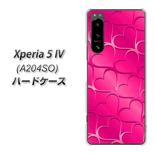 Xperia 5 IV A204SO SoftBank 高画質仕上げ 背面印刷 ハードケース【1347 かくれハート(ショッキングピンク)】