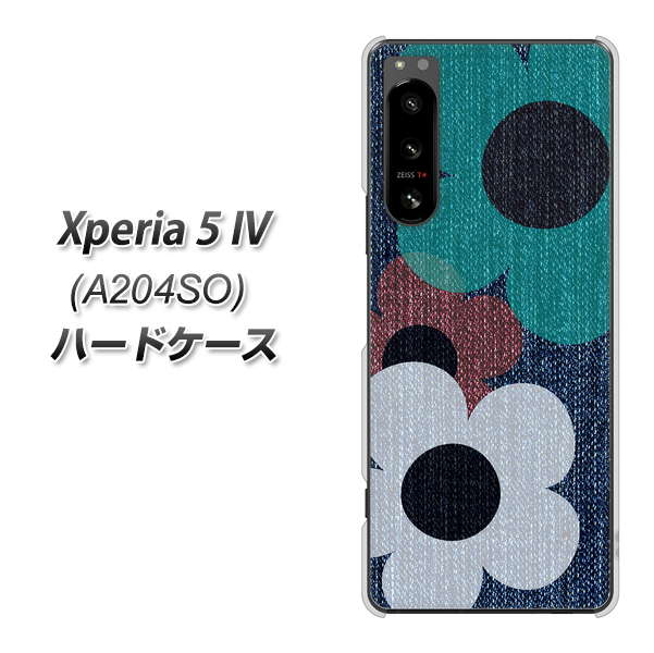 Xperia 5 IV A204SO SoftBank 高画質仕上げ 背面印刷 ハードケース【EK869 ルーズフラワーinデニム風】