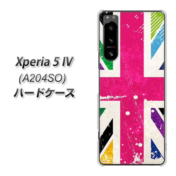 Xperia 5 IV A204SO SoftBank 高画質仕上げ 背面印刷 ハードケース【SC806 ユニオンジャック ピンクビンテージ】