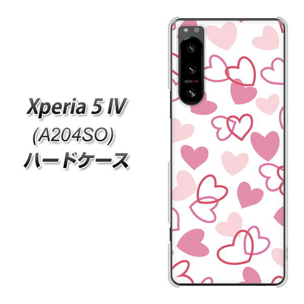 Xperia 5 IV A204SO SoftBank 高画質仕上げ 背面印刷 ハードケース【VA929 ハートがいっぱい ピンク】