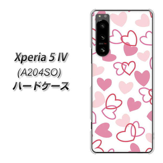 Xperia 5 IV A204SO SoftBank 高画質仕上げ 背面印刷 ハードケース【VA929 ハートがいっぱい ピンク】