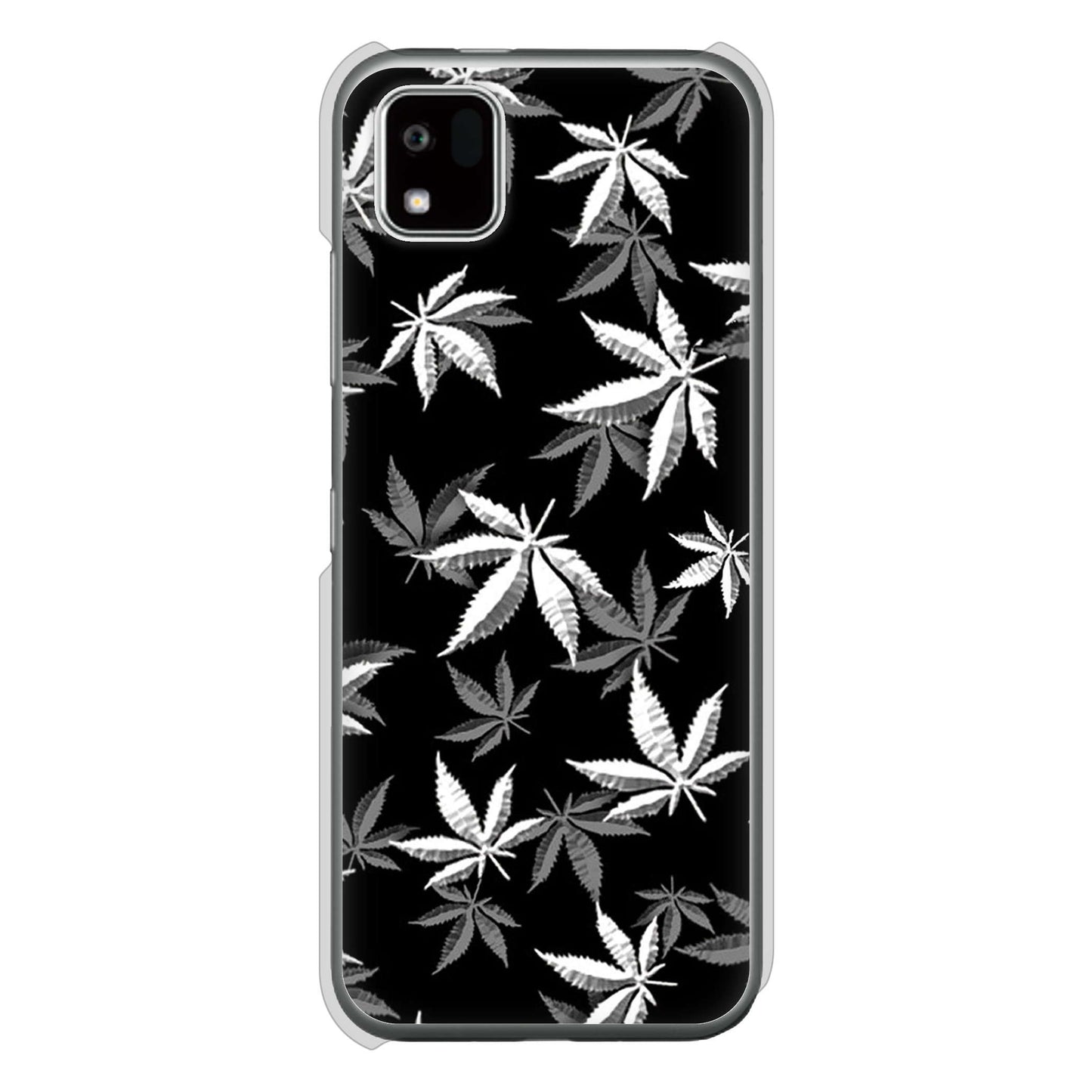 かんたんスマホ3 A205KC Y!mobile 高画質仕上げ 背面印刷 ハードケース 【064 モノトーン大麻ブラック】