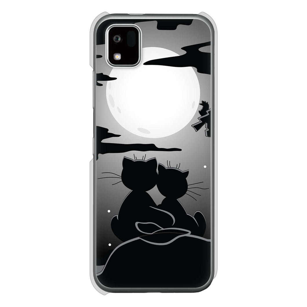 かんたんスマホ3 A205KC Y!mobile 高画質仕上げ 背面印刷 ハードケース夜とネコ