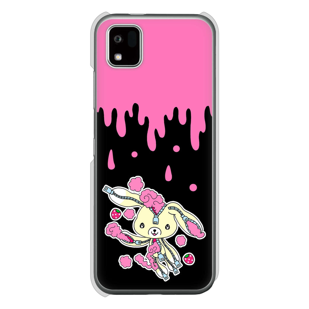 かんたんスマホ3 A205KC Y!mobile 高画質仕上げ 背面印刷 ハードケースむかいあぐる ジッパーうさぎのジッピョン