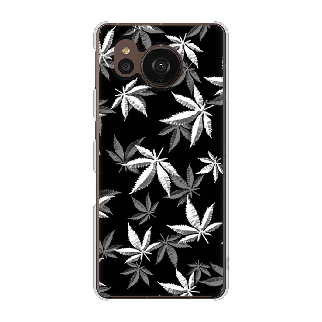 AQUOS sense7 plus A208SH SoftBank 高画質仕上げ 背面印刷 ハードケース 【064 モノトーン大麻ブラック】