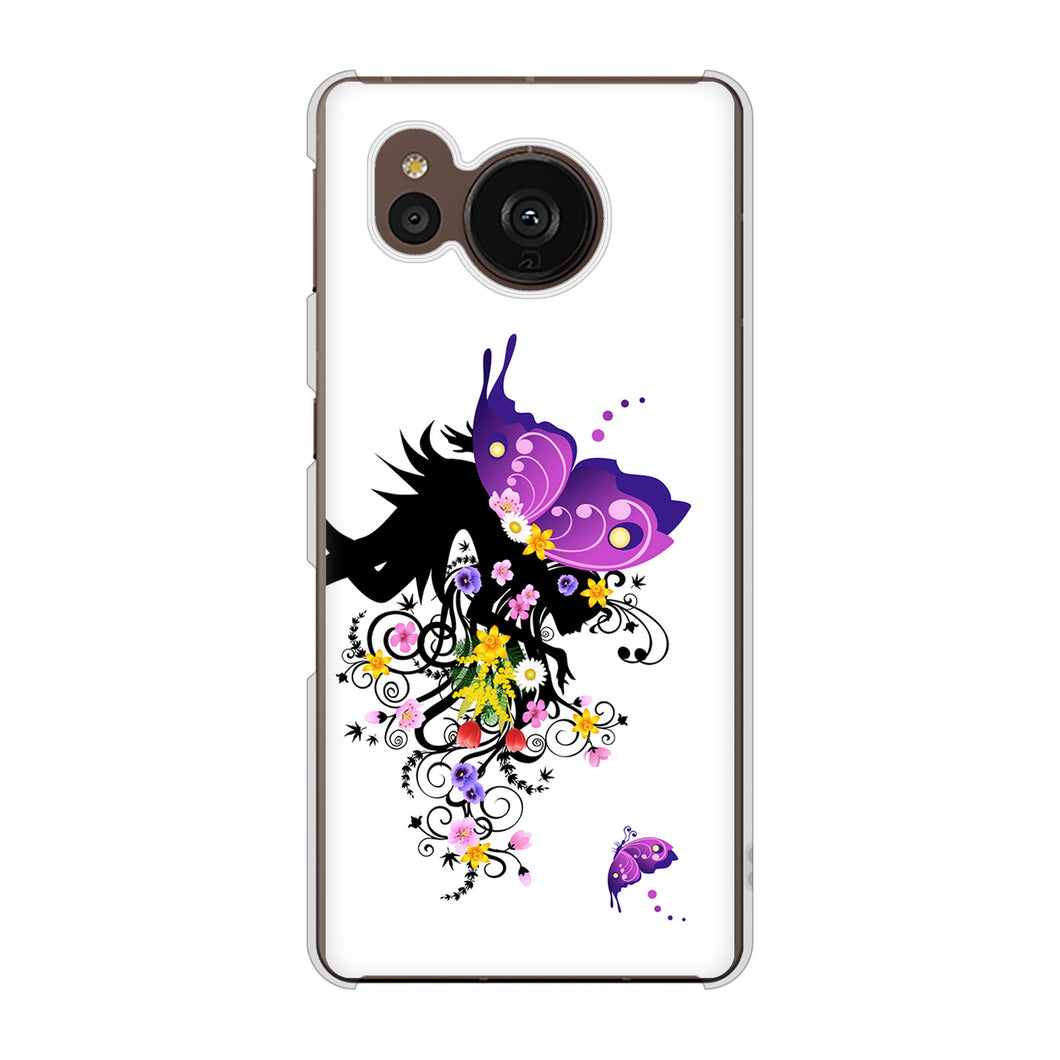 AQUOS sense7 plus A208SH SoftBank 高画質仕上げ 背面印刷 ハードケース バタフライ