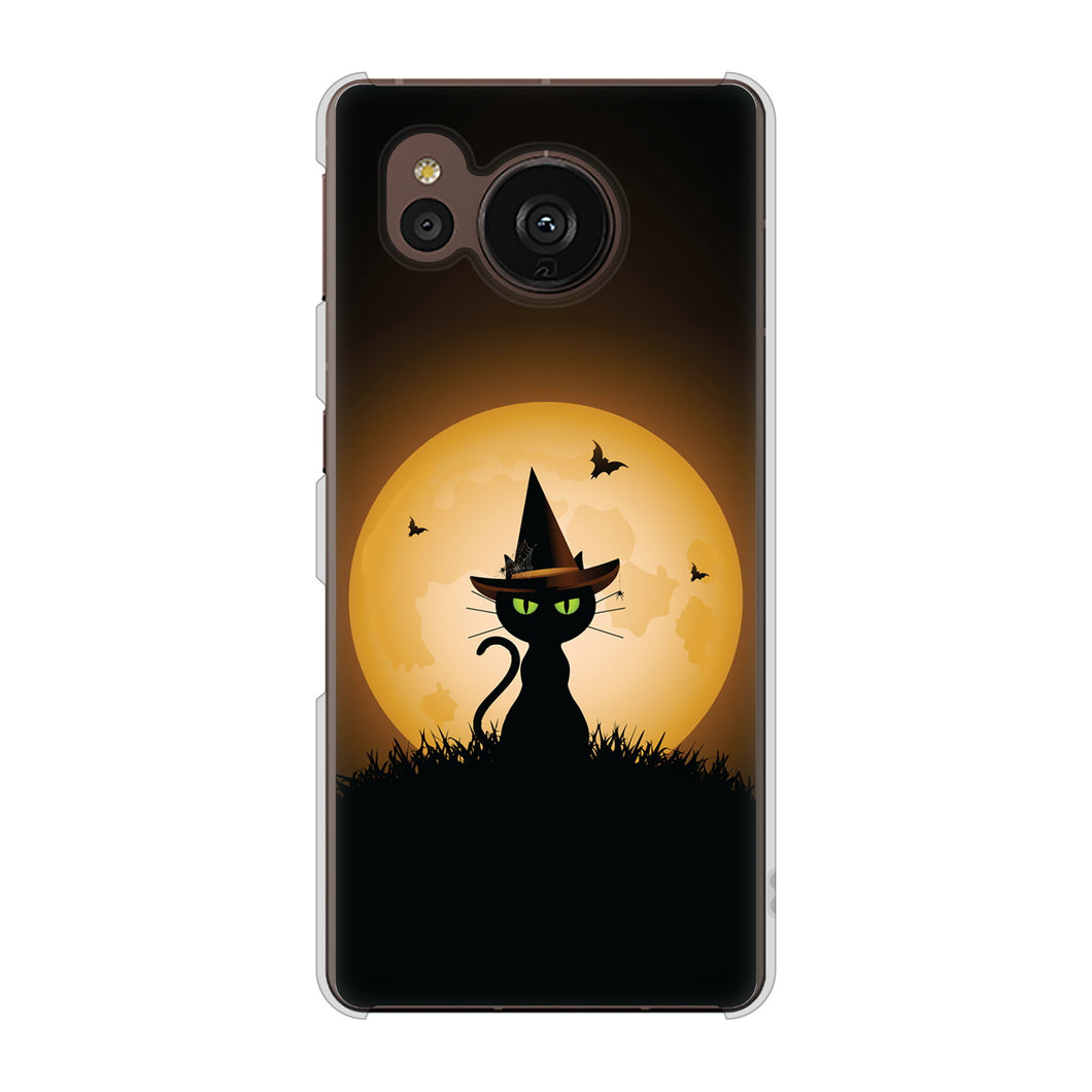 AQUOS sense7 plus A208SH SoftBank 高画質仕上げ 背面印刷 ハードケース 夜とネコ