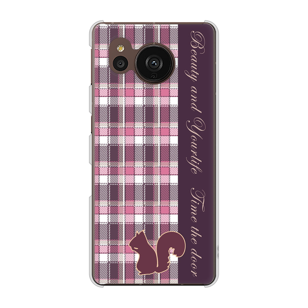 AQUOS sense7 plus A208SH SoftBank 高画質仕上げ 背面印刷 ハードケース ピンクチェック