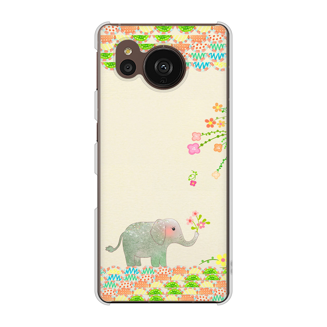 AQUOS sense7 plus A208SH SoftBank 高画質仕上げ 背面印刷 ハードケース 【1039 お散歩ゾウさん】