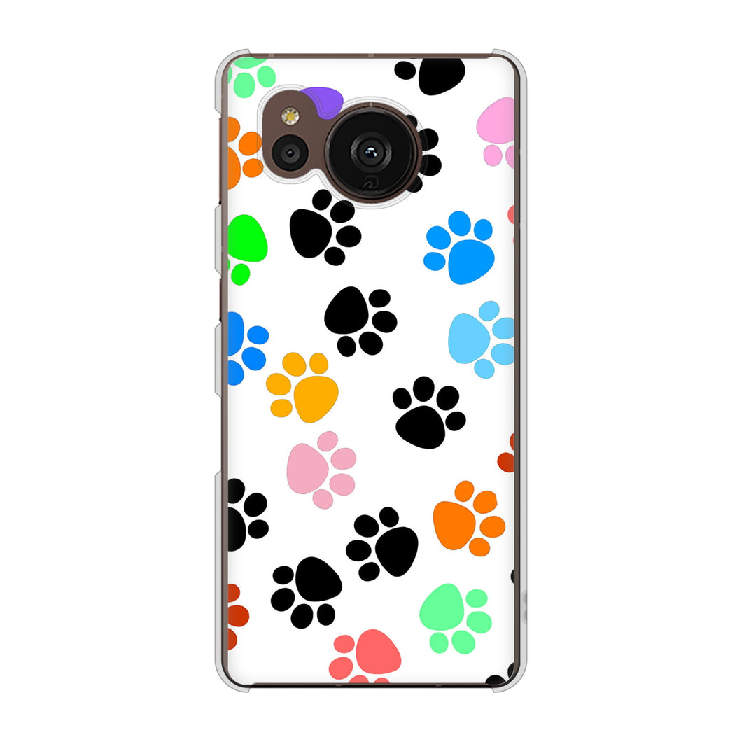AQUOS sense7 plus A208SH SoftBank 高画質仕上げ 背面印刷 ハードケース 【1108 あしあとカラフル】