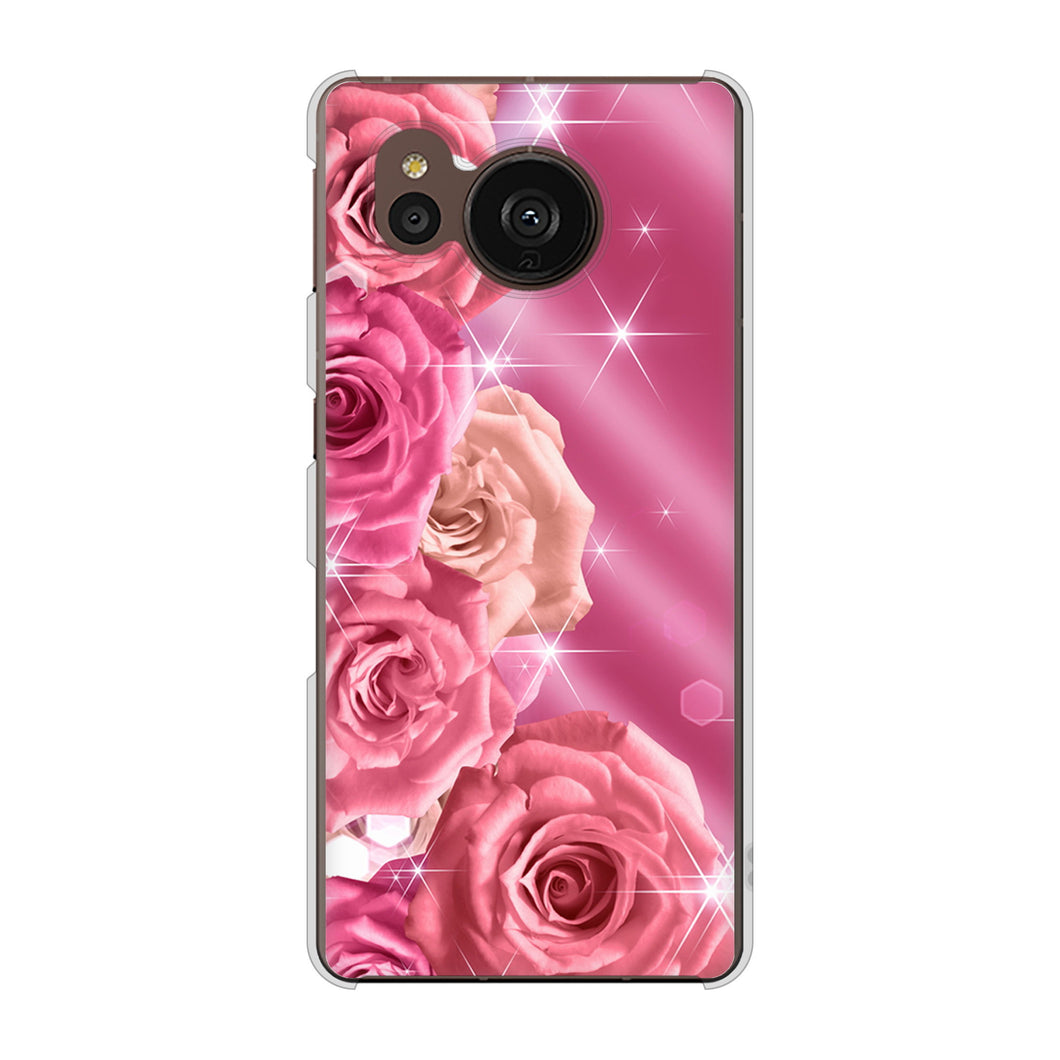 AQUOS sense7 plus A208SH SoftBank 高画質仕上げ 背面印刷 ハードケース 【1182 ピンクの薔薇に誘われて】