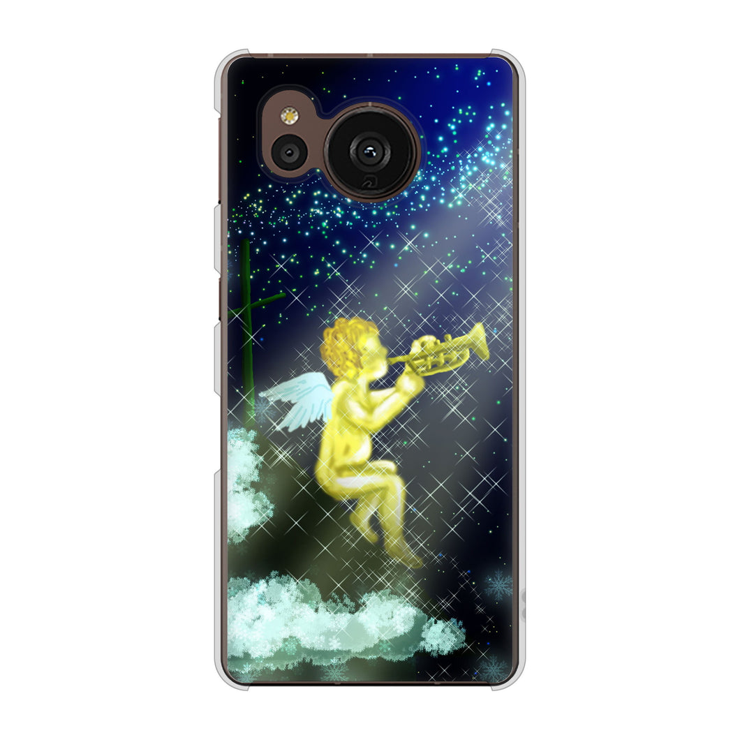 AQUOS sense7 plus A208SH SoftBank 高画質仕上げ 背面印刷 ハードケース 【1248 天使の演奏】