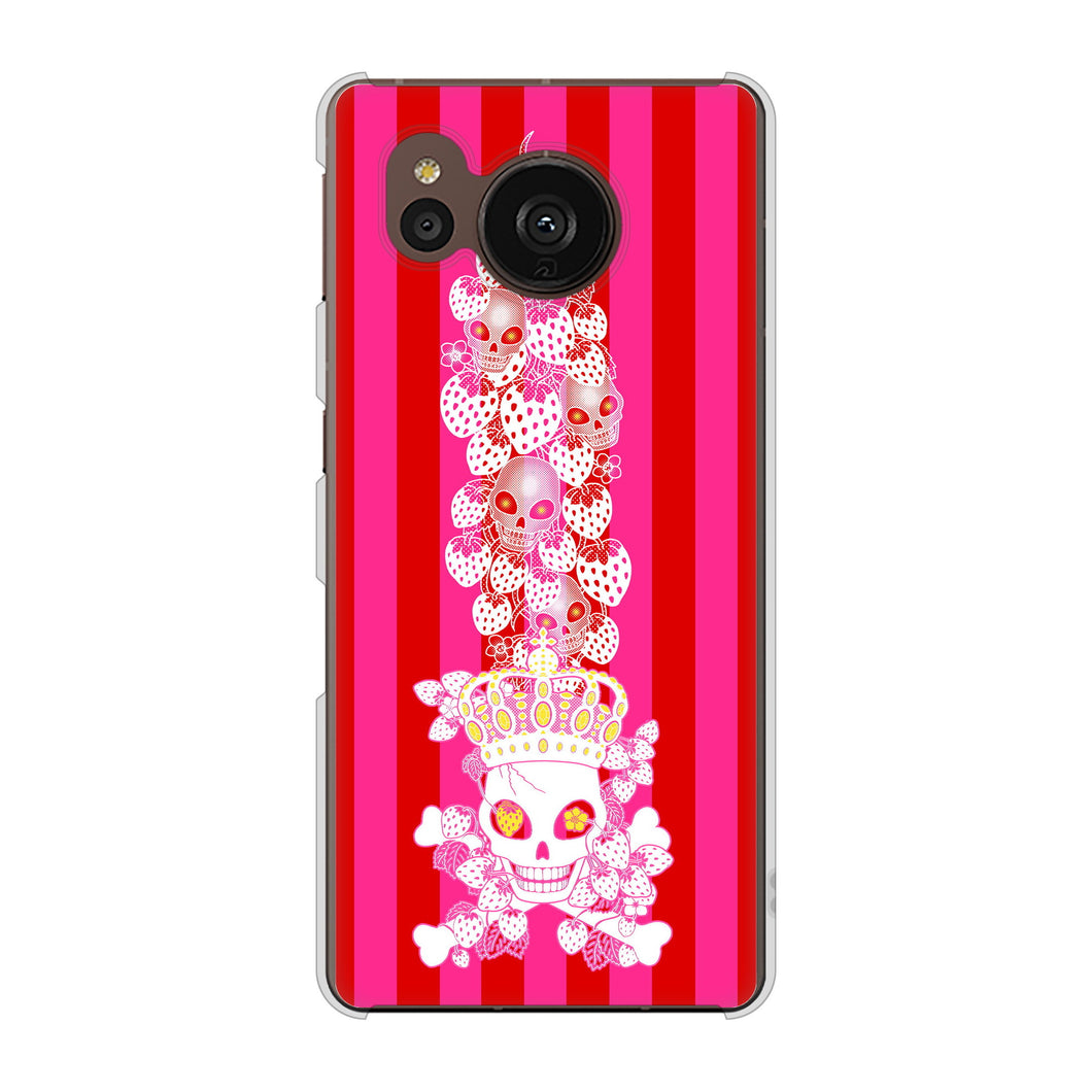 AQUOS sense7 plus A208SH SoftBank 高画質仕上げ 背面印刷 ハードケース むかいあぐる 苺骸骨王冠蔦