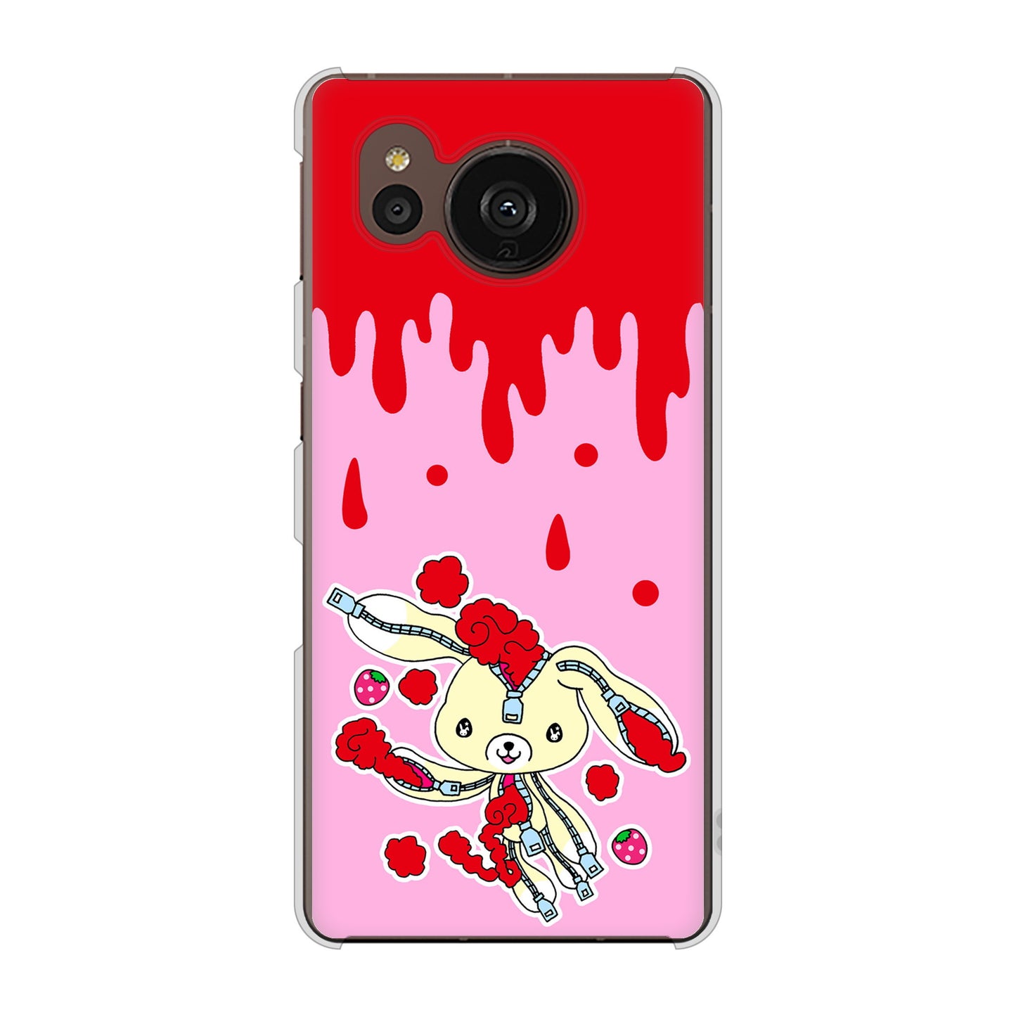 AQUOS sense7 plus A208SH SoftBank 高画質仕上げ 背面印刷 ハードケース むかいあぐる ジッパーうさぎのジッピョン