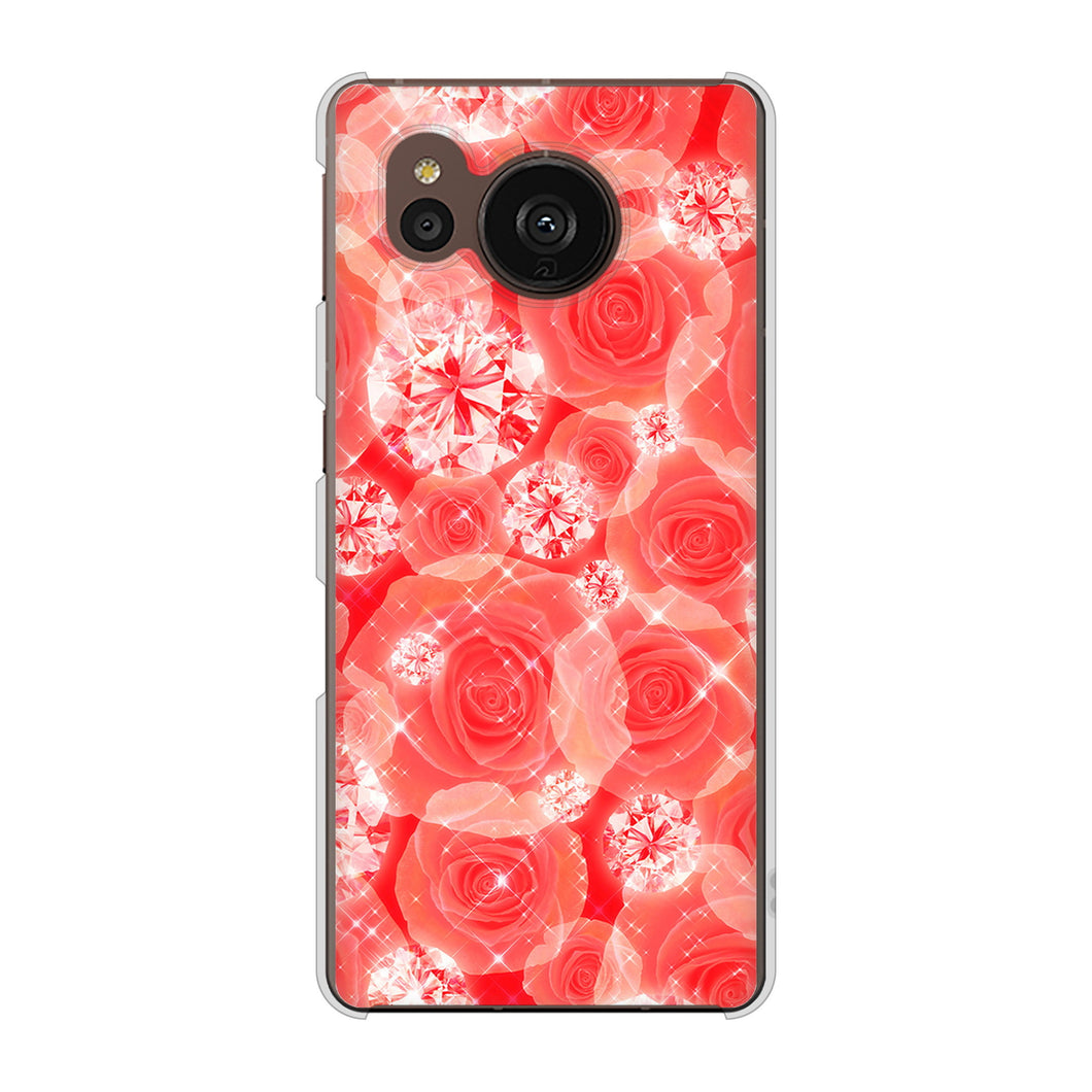AQUOS sense7 plus A208SH SoftBank 高画質仕上げ 背面印刷 ハードケース 【VA816 ダイヤモンドとバラ】