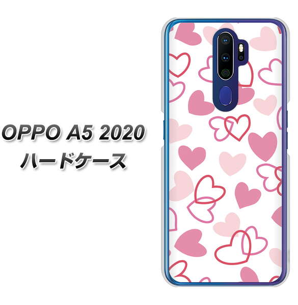 OPPO(オッポ) A5 2020 高画質仕上げ 背面印刷 ハードケース【VA929 ハートがいっぱい ピンク】