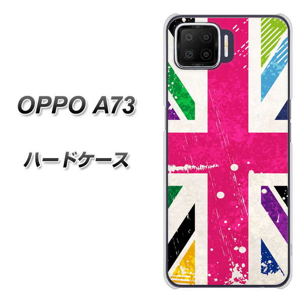 楽天モバイル OPPO(オッポ) A73 高画質仕上げ 背面印刷 ハードケース【SC806 ユニオンジャック ピンクビンテージ】