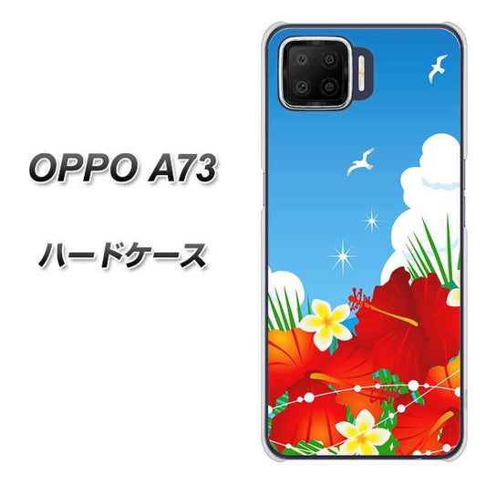 楽天モバイル OPPO（オッポ） A73 高画質仕上げ 背面印刷 ハードケース【VA821 ハイビスカスと青空】