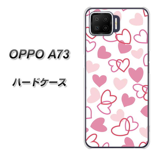 楽天モバイル OPPO(オッポ) A73 高画質仕上げ 背面印刷 ハードケース【VA929 ハートがいっぱい ピンク】