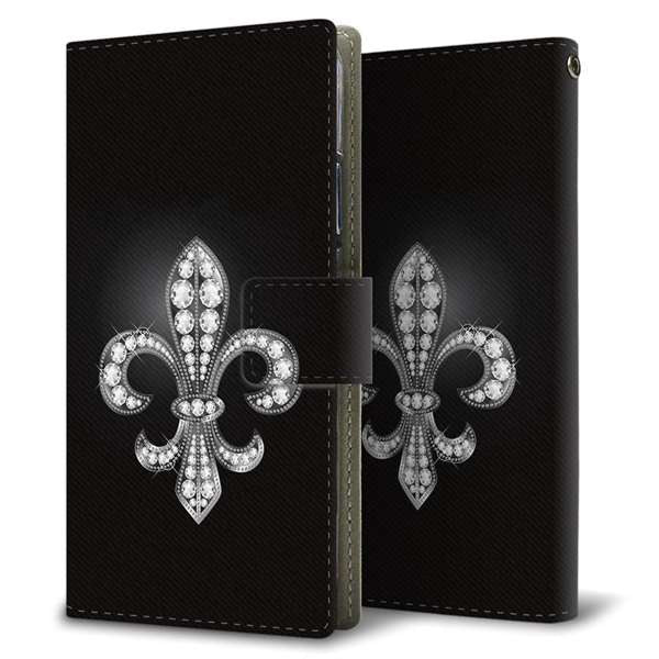 simフリー HUAWEI(ファーウェイ) P30 lite Marie-L22J 高画質仕上げ プリント手帳型ケース(薄型スリム)【042 ラインストーン風の印刷ゴージャスユリ】