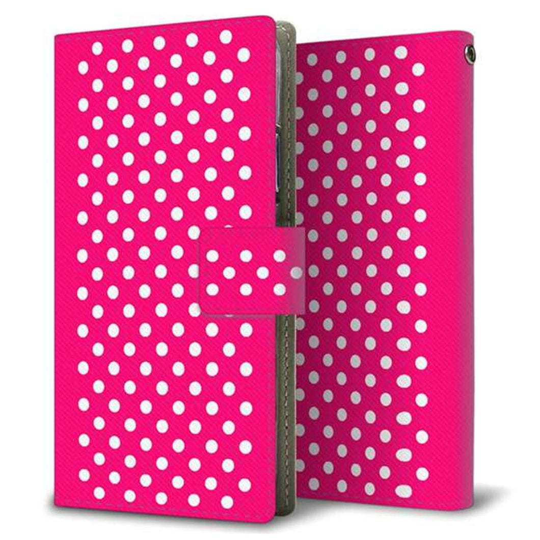 HUAWEI(ファーウェイ) P40 lite E ART-L29N 画質仕上げ プリント手帳型ケース(薄型スリム)【056 シンプル柄(水玉) ピンク】