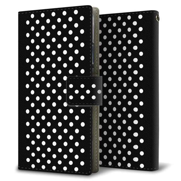 SoftBank エクスペリア XZ3 801SO 高画質仕上げ プリント手帳型ケース(薄型スリム)【059 シンプル柄(水玉) ブラック】
