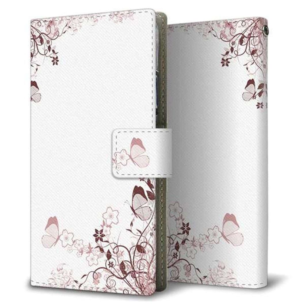 Xperia 5 III SOG05 au 画質仕上げ プリント手帳型ケース(薄型スリム)【142 桔梗と桜と蝶】