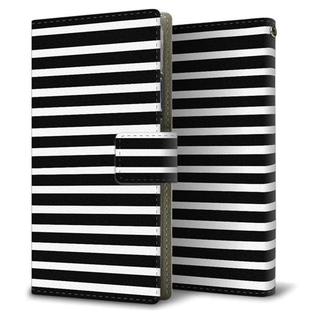 SoftBank シンプルスマホ5 A001SH 画質仕上げ プリント手帳型ケース(薄型スリム)【330 サイドボーダーブラック】