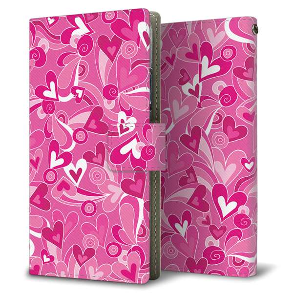 SoftBank エクスペリア XZ2 702SO 高画質仕上げ プリント手帳型ケース(薄型スリム)【383 ピンクのハート】