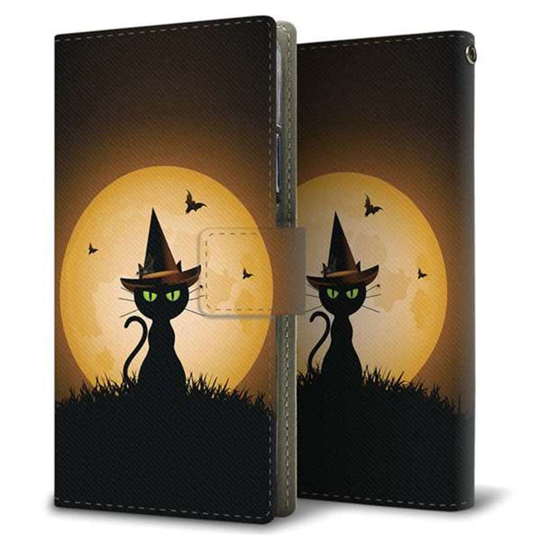 au エクスペリア5 SOV41 画質仕上げ プリント手帳型ケース(薄型スリム)【440 猫の魔法使い】