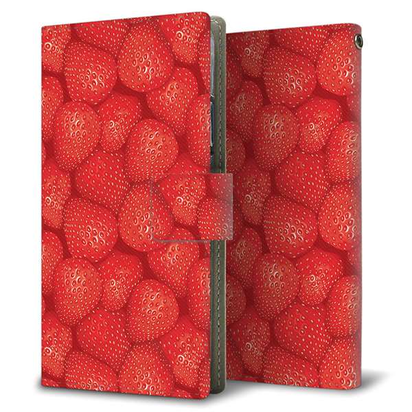 HUAWEI(ファーウェイ) nova lite 3プラス POT-LX2J 高画質仕上げ プリント手帳型ケース(薄型スリム)【444 ストロベリーウォール】