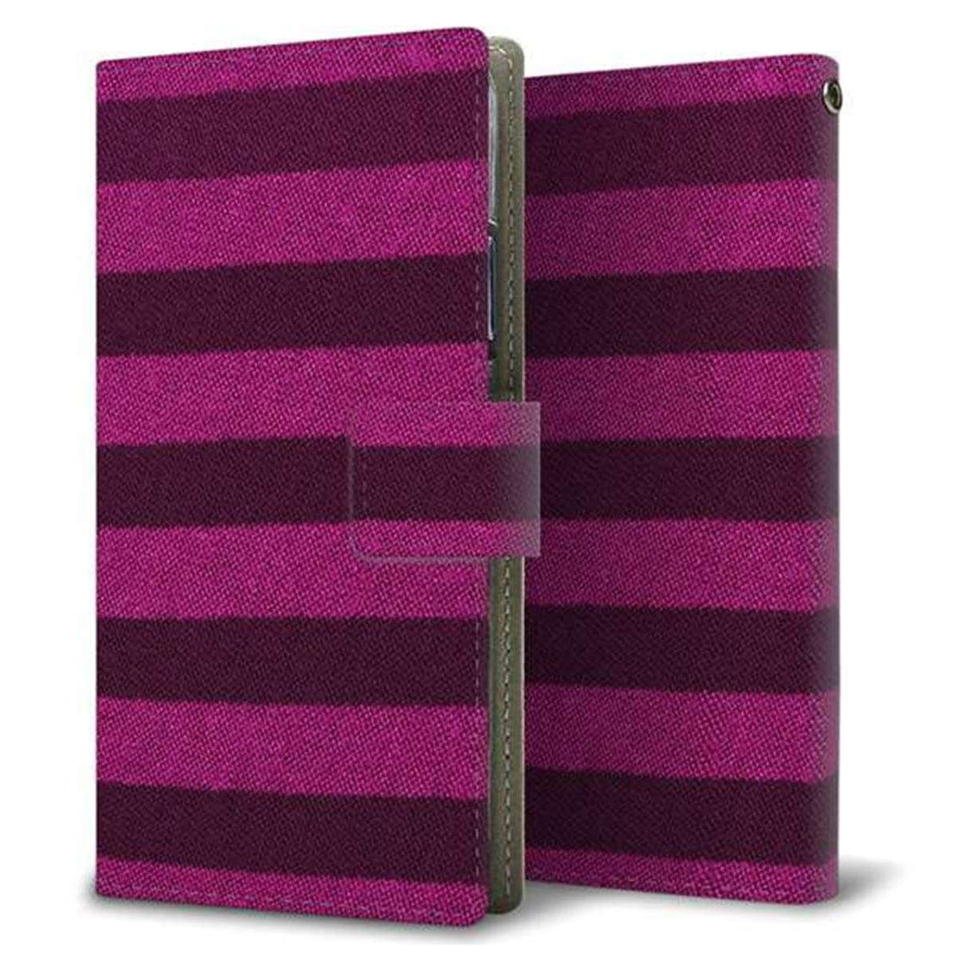 AQUOS wish A104SH Y!mobile 画質仕上げ プリント手帳型ケース(薄型スリム)【534 極太ボーダーPK&NV】