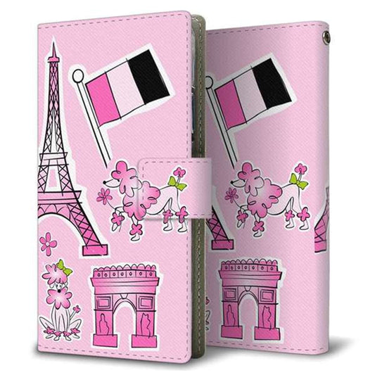isai V30+ LGV35 au 578 ピンクのフランス 薄型スリム プリント手帳型ケース