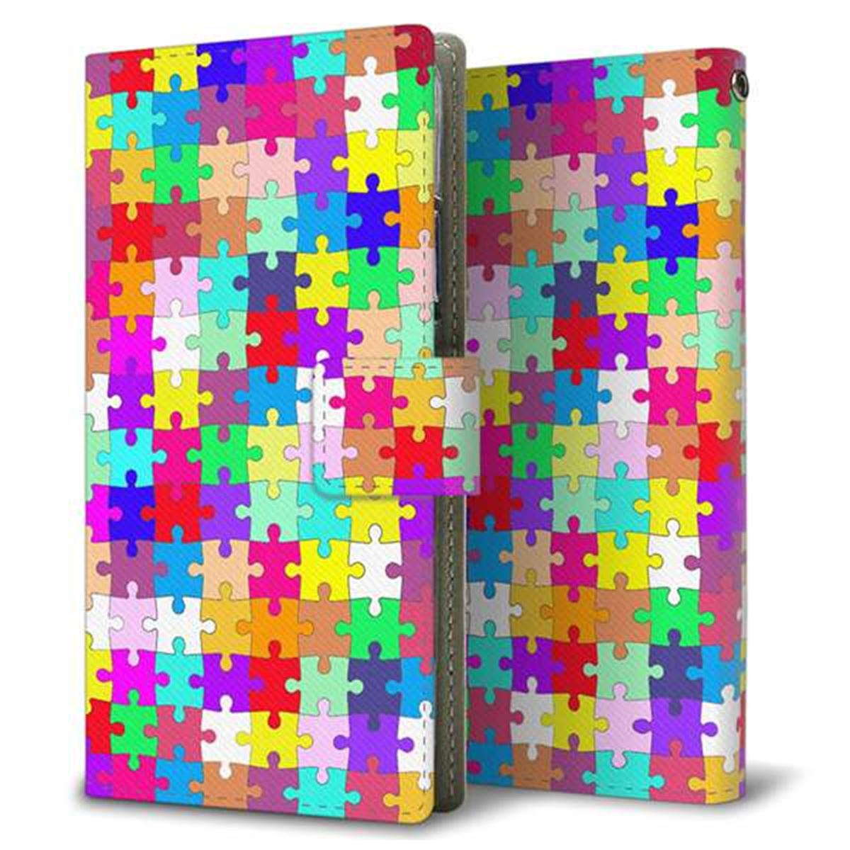 SIMフリー エクスペリア10 III Lite XQ-BT44 画質仕上げ プリント手帳型ケース(薄型スリム)【727 カラフルパズル】