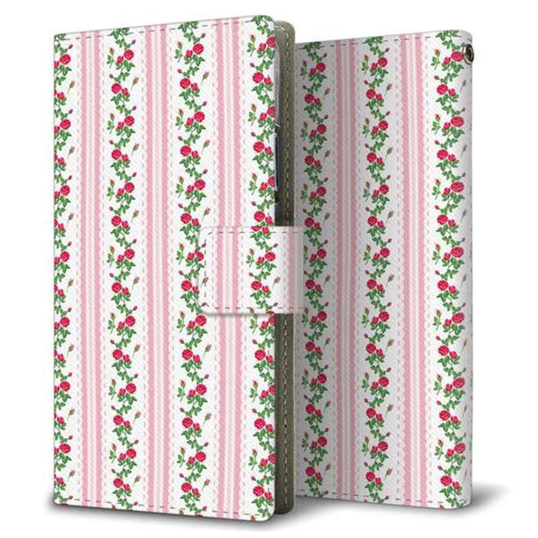 au イサイ V30+ LGV35 画質仕上げ プリント手帳型ケース(薄型スリム)【745 イングリッシュガーデン(ピンク)】